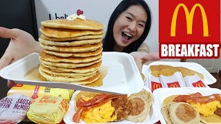 MCDONALDS BREAKFAST FEAST Big Breakfast Hotcakes Sausage amp Egg McMuffins  Mukbang Eating Show [upl. by Justino883]