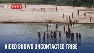 Peruvian Amazon Mashco Piro tribe filmed leaving rainforest [upl. by Katee723]