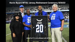 Kevin Byard jersey 20 retirement ceremony at MTSU football game 93022 [upl. by Novonod]