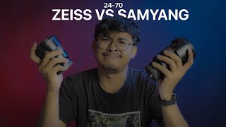 Mana yang lebih baik  Zeiss 2470mm F4 vs Samyang 2470mm F28 [upl. by Allevon]