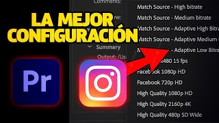 La Mejor Configuración Para Exportar Videos Para Instagram en Premiere en 2024 [upl. by Lenneuq]