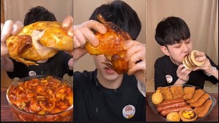 xiaowuasmr SPICY CHINESE FOOD CISPY CHINKEN CRISPY PORK NOODLE EATING MUKBANG [upl. by Carmelo846]