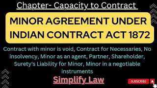 Minor Agreement under Indian Contract Act1872  Legal Position of Minor in Contract With Case law [upl. by Annahsirhc255]