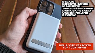 Belkin BoostCharge Magnetic Wireless Power Bank 5K Plus Stand Unboxing and Review [upl. by Nnairret987]