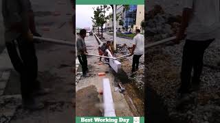 Best working day 1281 Concrete curb installation process [upl. by Elleirua]