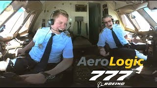 STUNNING PILOTS Aerologic Boeing 777F ULTIMATE COCKPIT MOVIE to LEJ AirClips full flight series [upl. by Anayek]