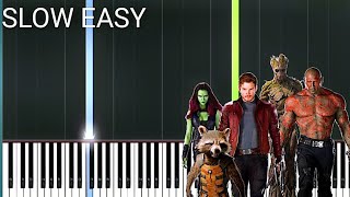 Guardians Of The Galaxy Theme  SLOW EASY Piano Tutorial [upl. by Siderf]