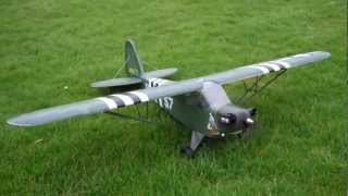 RC Piper J3 Military  L4 Grasshopper Maiden Flight [upl. by Paulina]