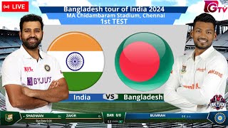 🔴 Live India Vs Bangladesh – 1st Test Match  IND Vs BAN Live Match Today indvsban cricket [upl. by Yllier]