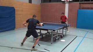 Almin Ajdarpasic vs stoni Table Tennis Practicing 20201008 auf den Koerper zielen CVJM Unterasbach [upl. by Nidak]