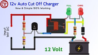 Simple Auto cut off 12 volt battery charger circuit [upl. by Aseiram]