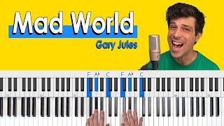 Mad World PIANO CHORDS TUTORIAL Gary JulesTears For Fears [upl. by Abana]