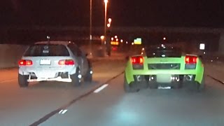 Turbo CIVICS vs Twin Turbo LAMBORGHINI [upl. by Ytsirk388]