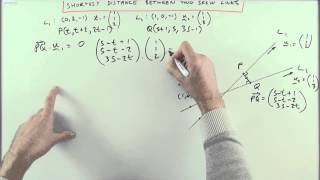 Shortest distance between two skew lines in 3D space [upl. by Eentrok496]