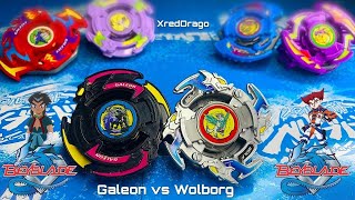 Galeon 1 vs Wolborg 1 Beyblade battle  plastic gen  Takara Tomy [upl. by Risay]