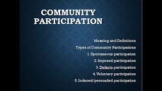 Community participation definition amp types of community participation in Urdu amp English [upl. by Elbys]