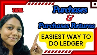 How to Post Ledger for Purchases and Purchases Returns Short cut Rule  ledgerposting purchases [upl. by Enileuqaj]