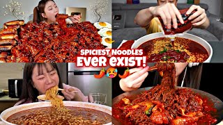 MUKBANGERS EATING TOO MUCH EXTREMELY SPICY NOODLES 🌶️🔥🥵🥵🥵 [upl. by Coucher]