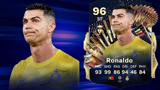 FC 24 CRISTIANO RONALDO 96 TOTS PLUS PLAYER REVIEW I FC 24 ULTIMATE TEAM [upl. by Nibaj466]