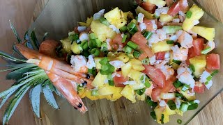 سلطة راقية و سهلة بالأناناس بدون معلبات و لا مايونيز 🍍🍤 Salade dananas aux crevettes [upl. by Ahsyad745]