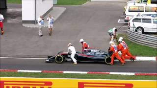 F1 2015 Hungarian GP  Fernando Alonso pushes his car view from the stands [upl. by Haleehs926]