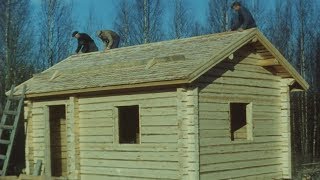 Traditional Finnish Log House Building Process  16mm Film Scan  English Version [upl. by Johnath66]