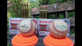 308 vs 3006  shooting baseballs [upl. by Starr267]