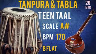 A Scale Tanpura  Bpm 170  Tabla Teental  Best for Vocal amp Tabla Practice [upl. by Leiser211]