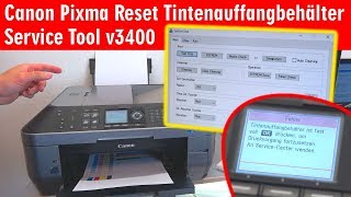 Canon Pixma druckt nicht  Tintenauffangbehälter Resttintentank voll  Reset Service Tool 3400 [upl. by Aneled259]