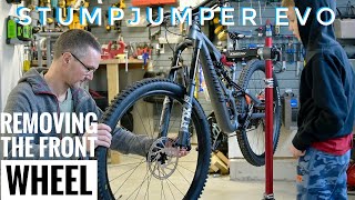 Specialized Stumpjumper Evo Comp Alloy Removing The Front Wheel [upl. by Christmann]