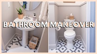 DIY BATHROOM MAKEOVER ON A BUDGET  renter friendly bathroom makeover  small bathroom makeover [upl. by Efthim708]