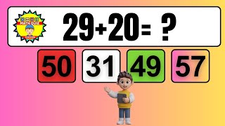 20 Math Quiz for Kids  Two Digit Addition Quiz [upl. by Nosneh]