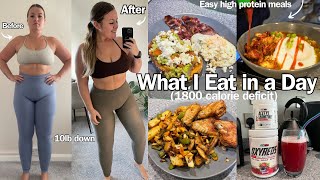 WHAT I EAT IN A DAY 1800 calorie deficit for weight loss  easy high protein meals [upl. by Nagorb]