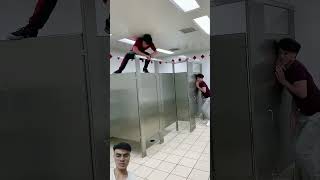 Fake snake prank in the public toilet run prank funny wacky prankencounters thestupids shorts [upl. by Alimac43]