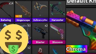 TRADES I DONE TO GET CHROMA WATER GUN MM2 TRADING MONTAGE 10 Murdermystery2 [upl. by Aneetsirk]