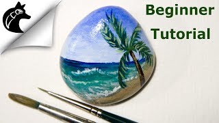 Rock Painting Tutorial For Beginners Beach [upl. by Sillyhp62]