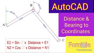 Coordinates from distance amp Bearing দৈর্ঘ্য ও বিয়ারিং এর সাহায্যে কোঅর্ডিনAutoCAD part21 [upl. by Singer825]