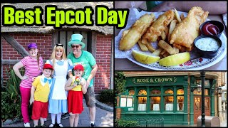 Meeting Alice in Wonderland at Epcot amp Rose amp Crown Review in the United Kingdom Pavilion [upl. by Atreb]