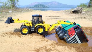 Dumper Truck Accident Pulling Out JCB 5CX  Cartoon Jcb  Tata Tipper  Dump Truck  Kids video [upl. by Corell]