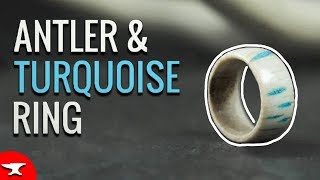 DIY ANTLER amp TURQUOISE RING EASY  how to make and inlay tutorial [upl. by Edialeda459]