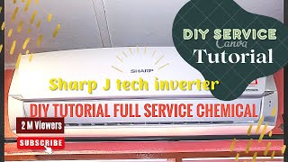 Diy tutorial service aircond rumah anda menggunakan chemical dan water jet SHARP J TECH INVERTER [upl. by Matlick]