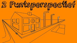 Huis tekenen in het 2 puntsperspectief [upl. by Stein]