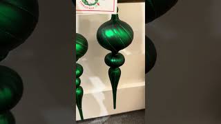 Raz 13quot Large Matte Green Glass Finial Christmas Ornament Set of 2 4424682 [upl. by Estele]