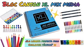 PROBANDO BLOC CANSON MIX MEDIA  LA LIBRETA PERFECTA PARA TÉCNICAS MIXTAS [upl. by Kassi]