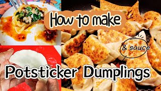 How to make potsticker dumplings cook potstickers from scratch amp make pot sticker sauce [upl. by Revlys]