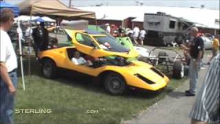 Sterling kit cars at Carlisle 2009  pt2  Yellow Sterling driving away [upl. by Haikan]