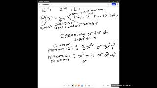 123 Topic 1 Define Polynomial Monomial Binomial Trinomial and Degree [upl. by Essam]