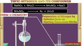 FORM 3 NITROGEN AND ITS COMPOUNDS  Laboratory Preparation of Nitrogen gas [upl. by Rudd423]