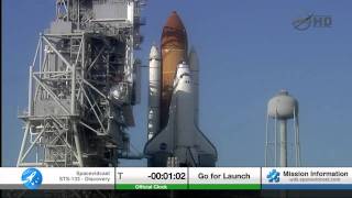 STS133 The Final Launch of Space Shuttle Discovery including T5 hold [upl. by Soloma]