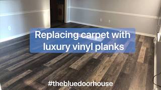 Replacing carpet with luxury vinyl tile planks [upl. by Tonl]